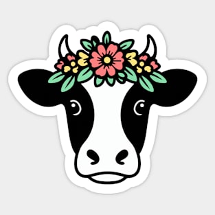 Cow Wearing Flower Crown Sticker